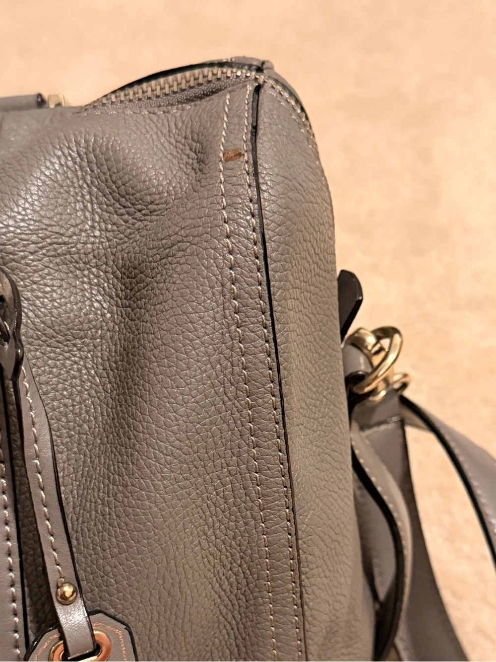 Dana Buchman Gray Pebbled Leather Purse w/Crossbody Strap